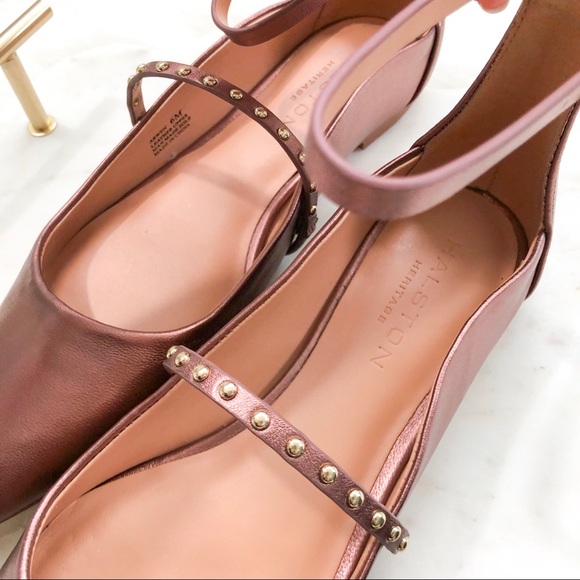 Halston Heritage Metallic Leather Studded Flats - Picture 4 of 8